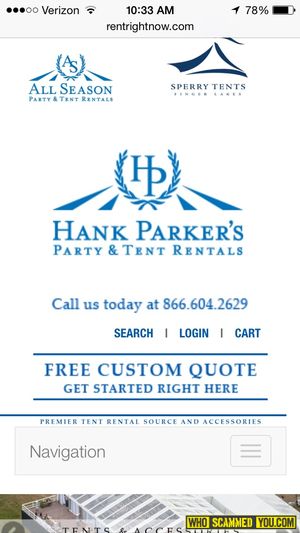 Hank Parker's Party and Tent Rental Scam